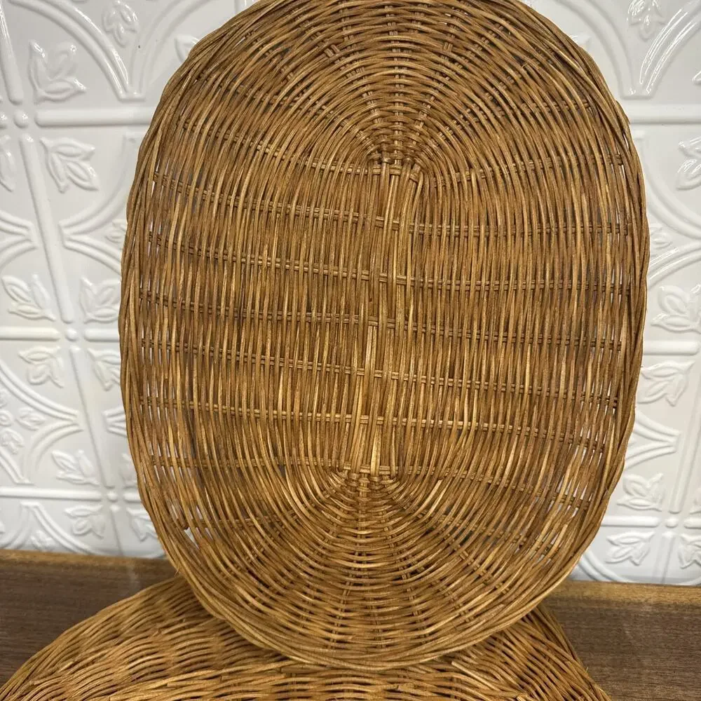 Wicker Rattan Natural Woven Boho Placemats Oval 16”Set of 6 Vintage